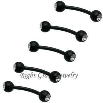 CZ Crystal Curved Barbell 16g Black Titanium Eyebrow Ring